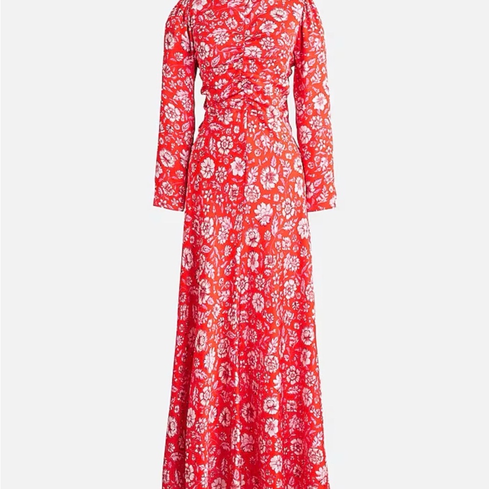 J. Crew Vibrant Red Floral Maxi Dress